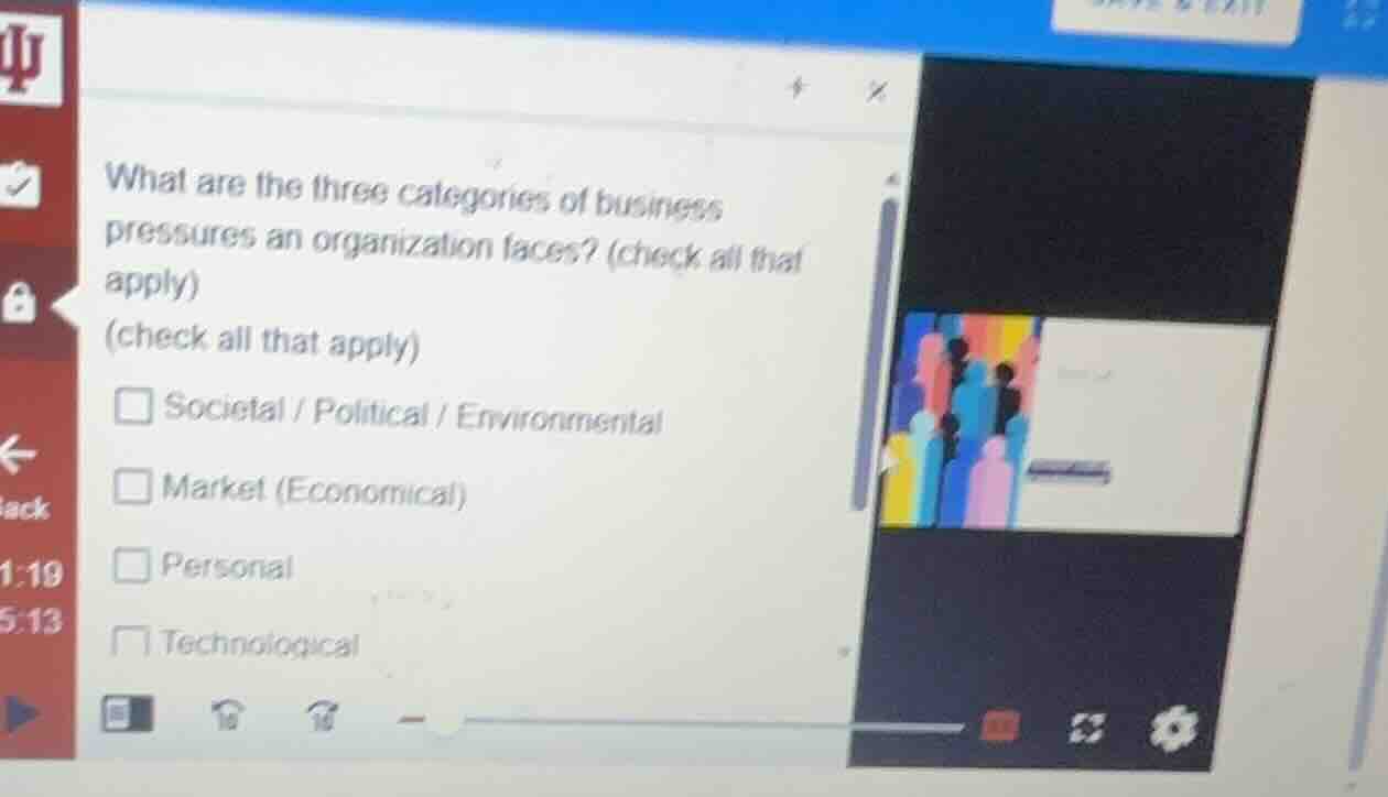 what are the three categories of business pressures an organization fac…