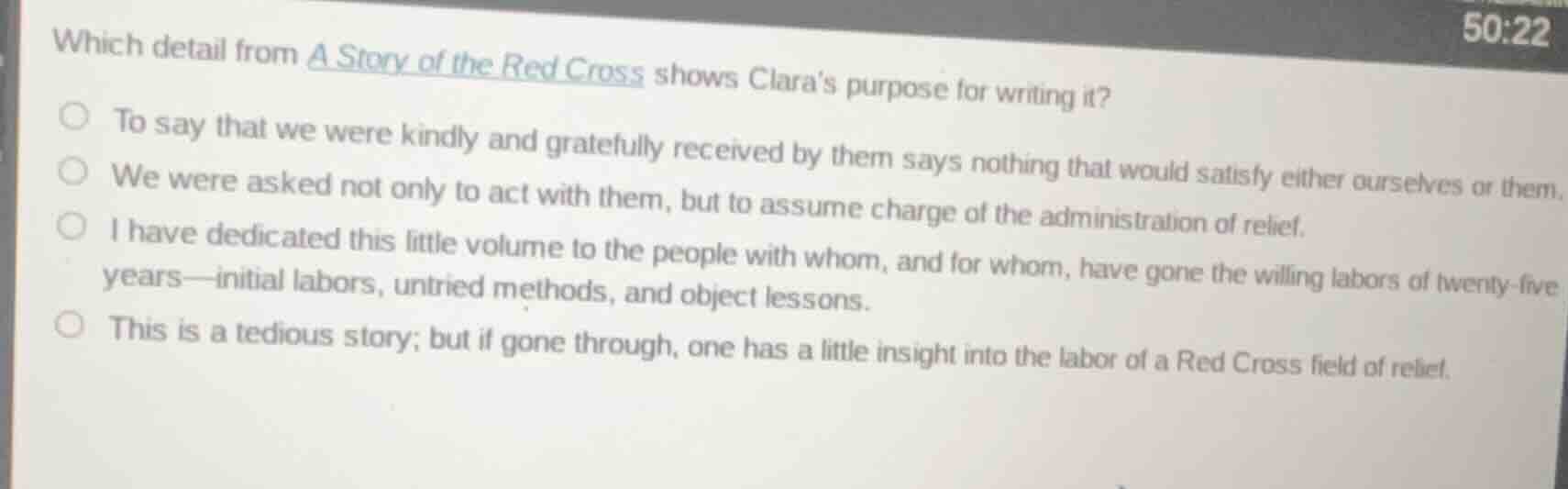 which detail from a story of the red cross shows clara’s purpose for wr…