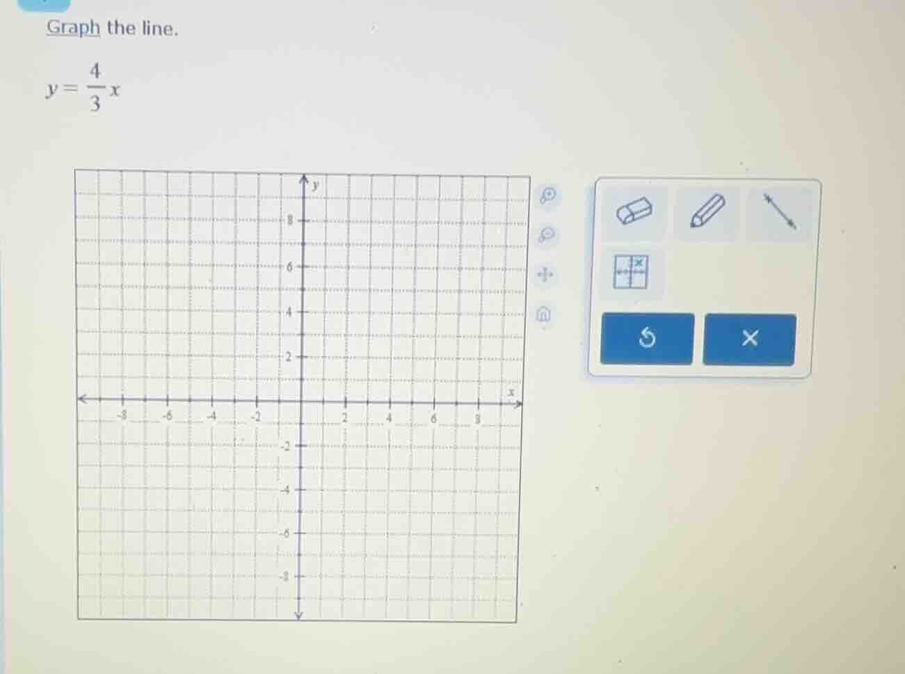 graph the line. $y = \\frac{4}{3}x$
