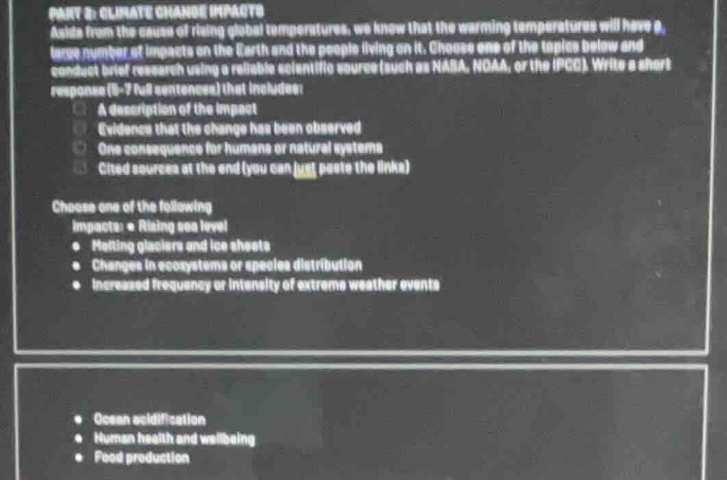 part 6: climate change impacts aside from the causes of rising global t…