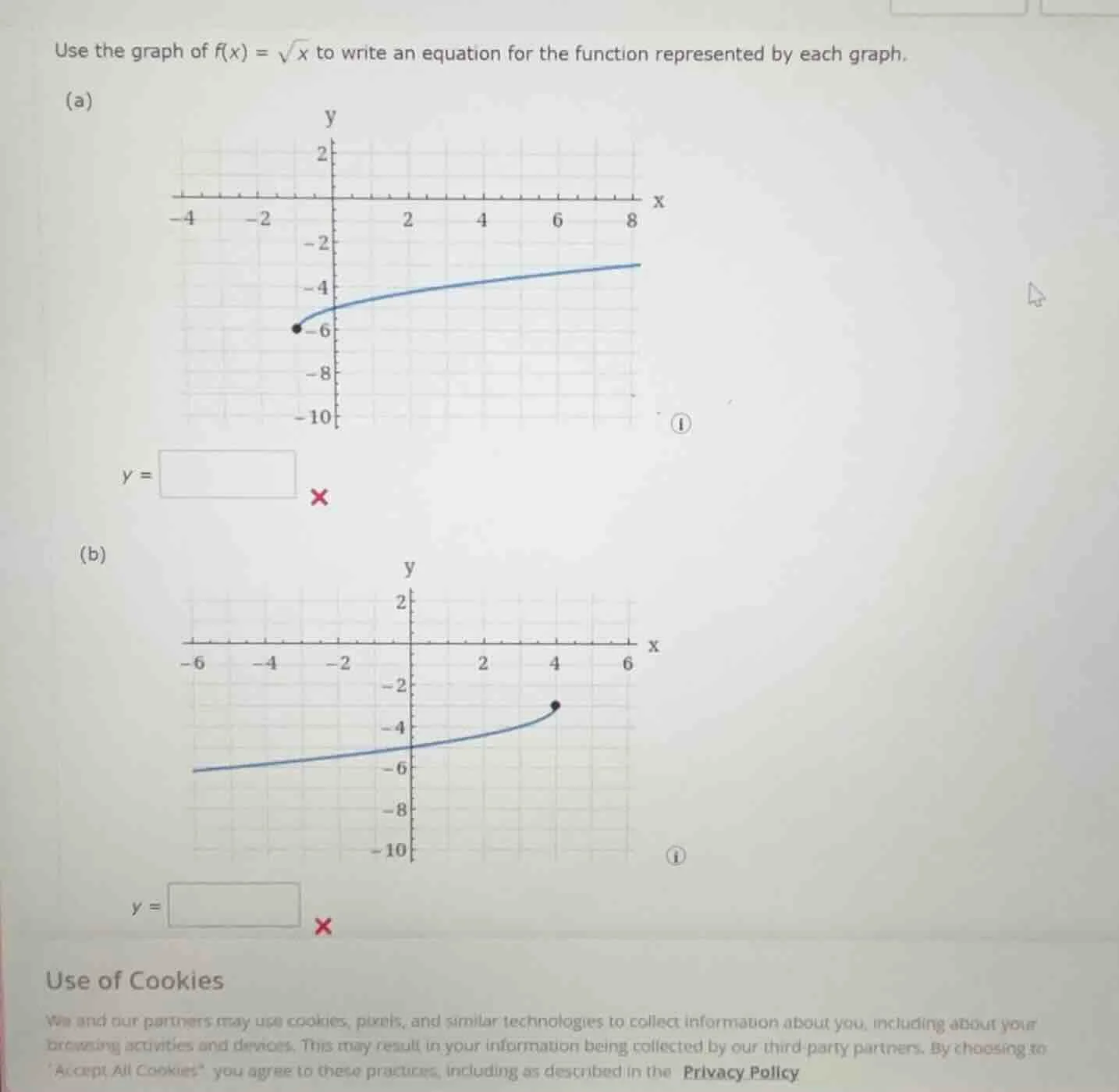use the graph of $f(x) = \\sqrt{x}$ to write an equation for the functi…