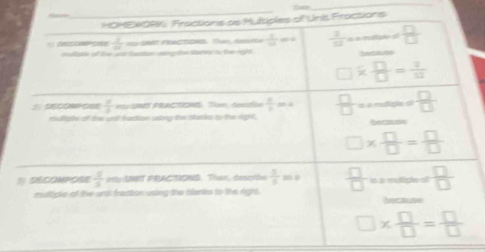 homework: fractions as multiples of unit fractions 1) decompose \\(\fra…