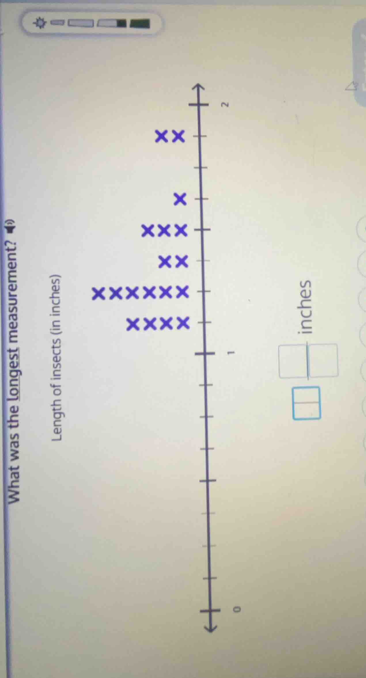 what was the longest measurement? length of insects (in inches)