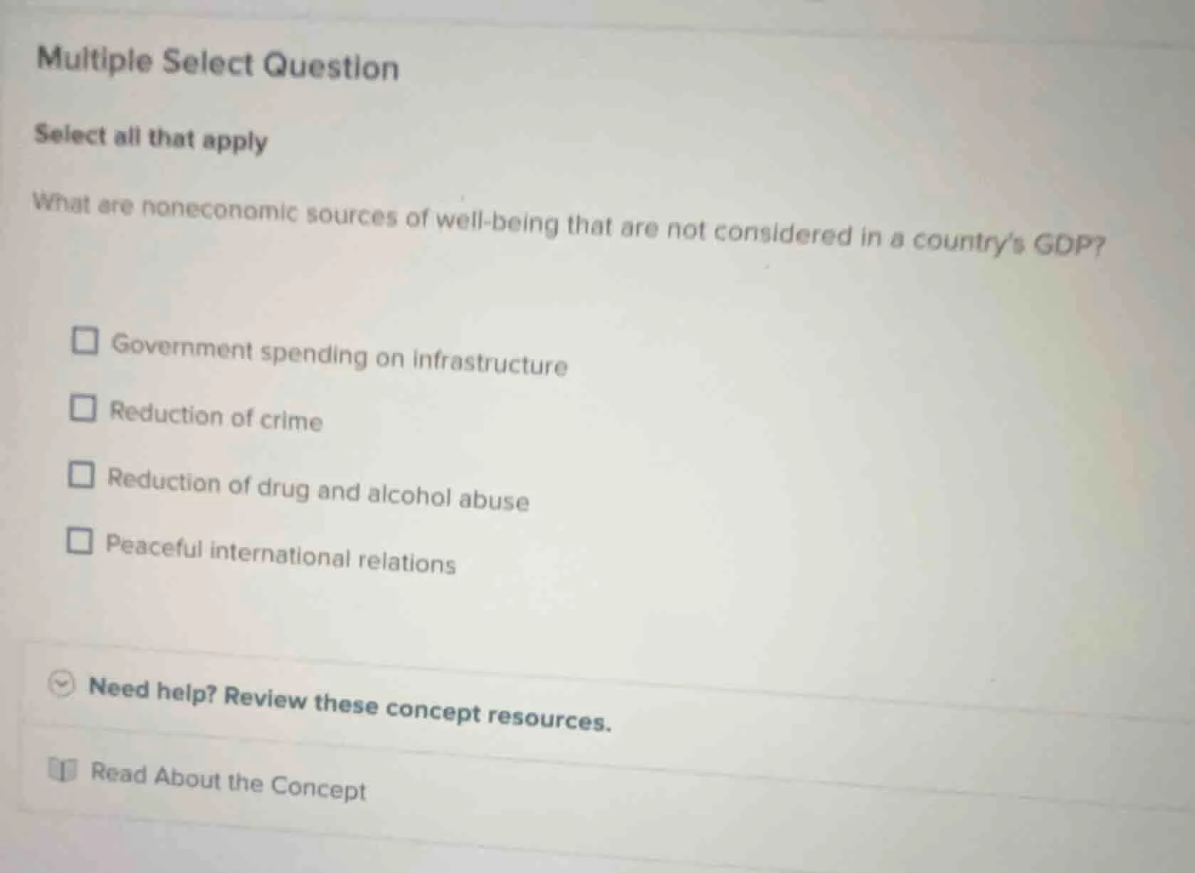 multiple select question select all that apply what are noneconomic sou…