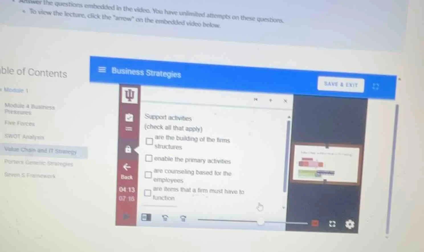 answer the questions embedded in the video. you have unlimited attempts…