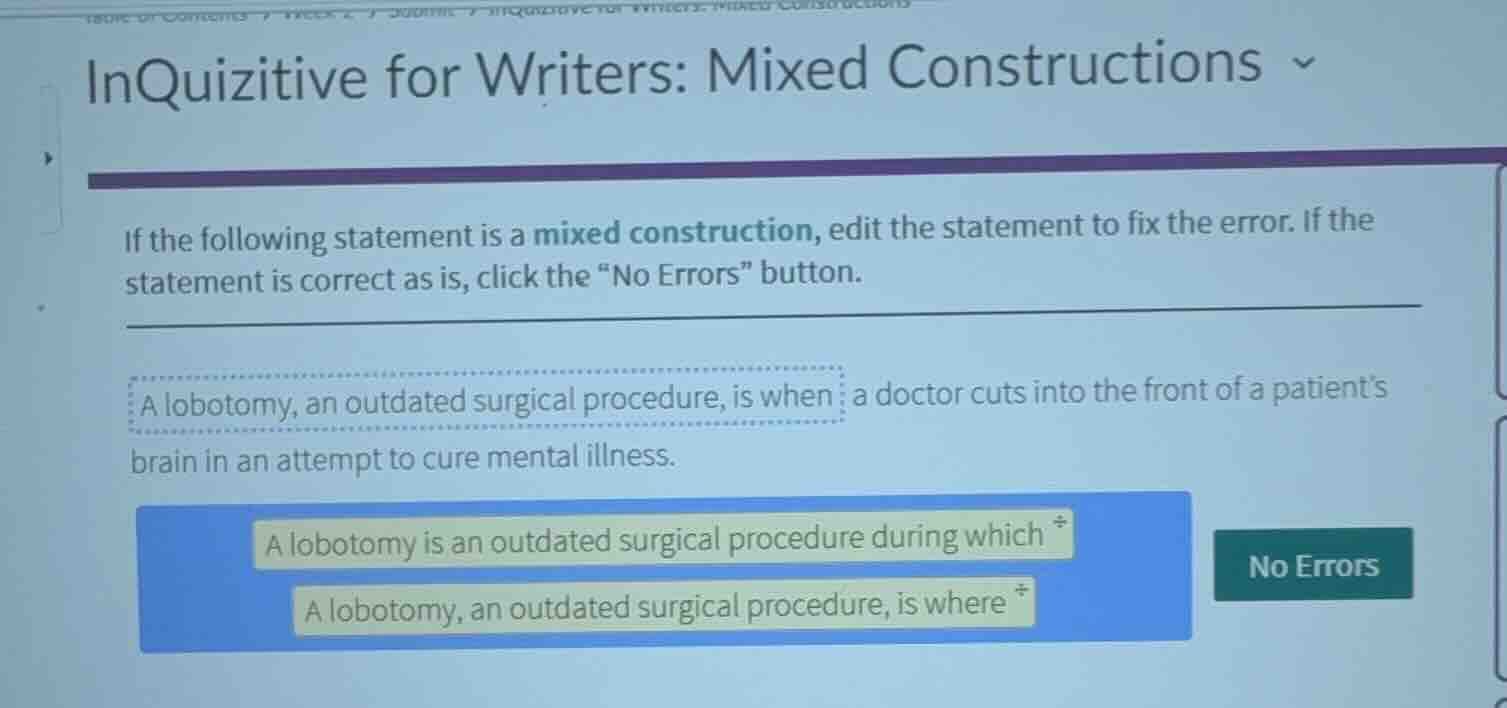 inquizitive for writers: mixed constructions if the following statement…