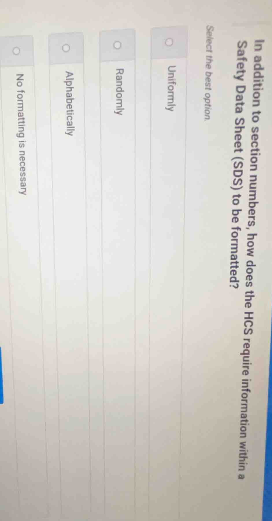 in addition to section numbers, how does the hcs require information wi…
