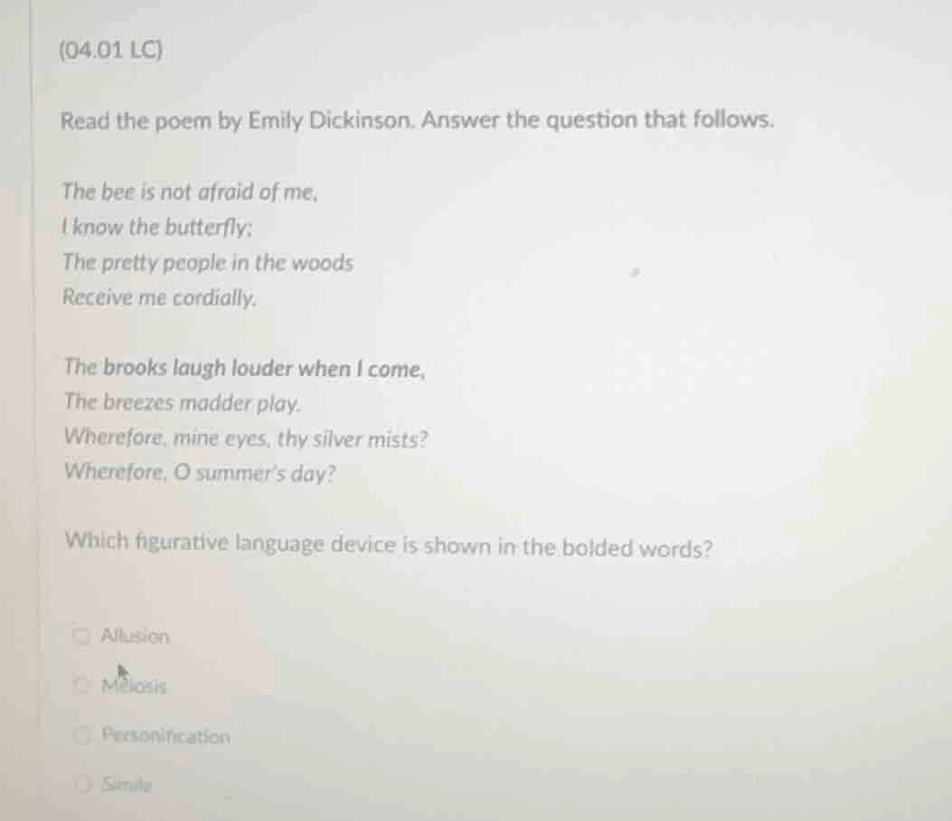(04.01 lc) read the poem by emily dickinson. answer the question that f…