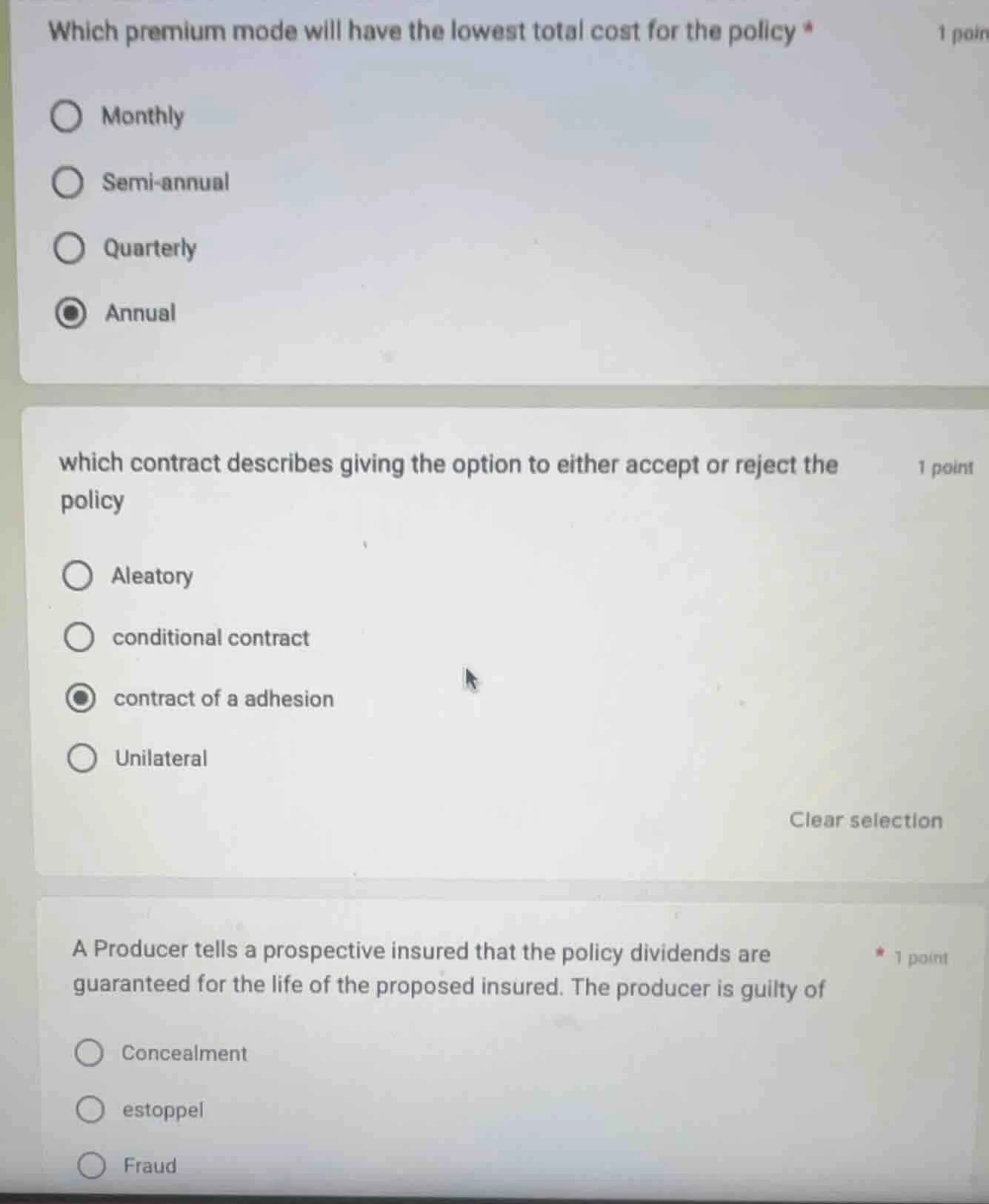 which premium mode will have the lowest total cost for the policy * mon…