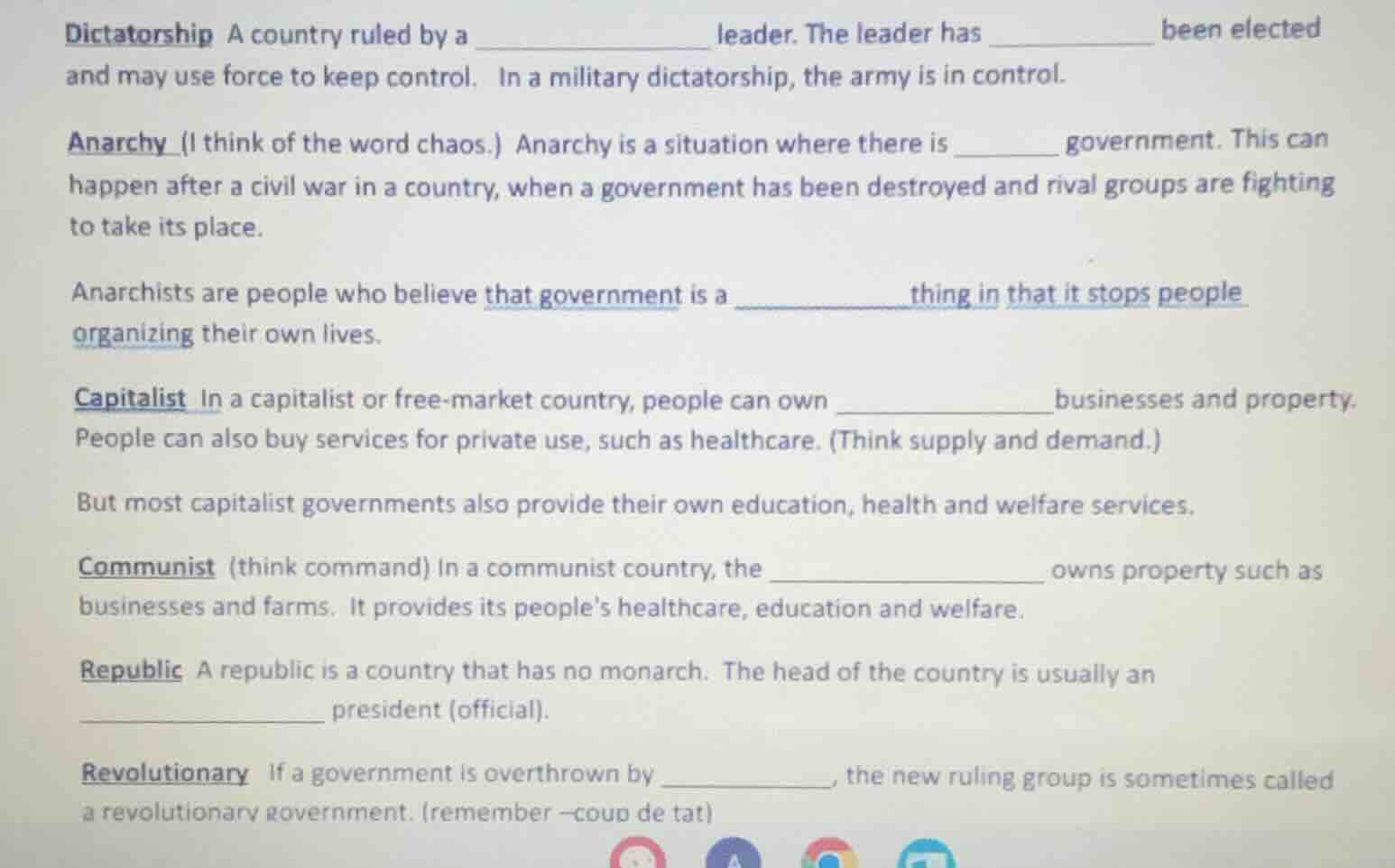 dictatorship a country ruled by a ____________ leader. the leader has _…