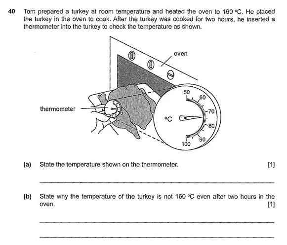 40 tom prepared a turkey at room temperature and heated the oven to 160…
