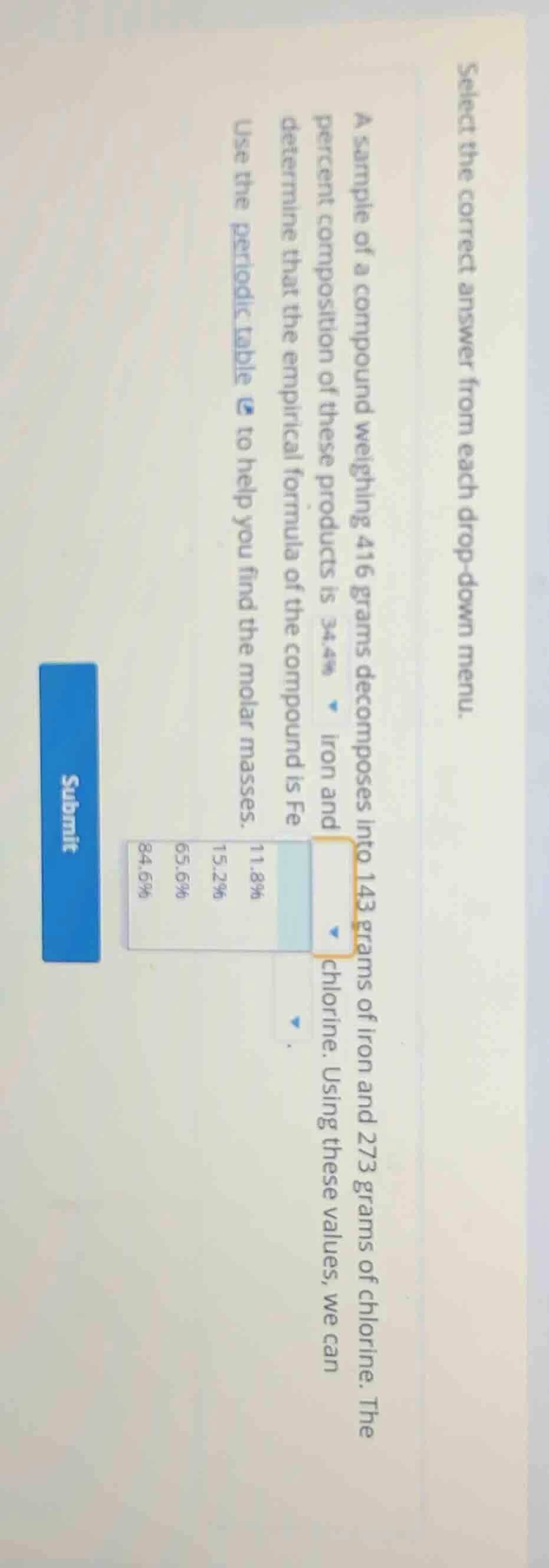 select the correct answer from each drop - down menu. a sample of a com…
