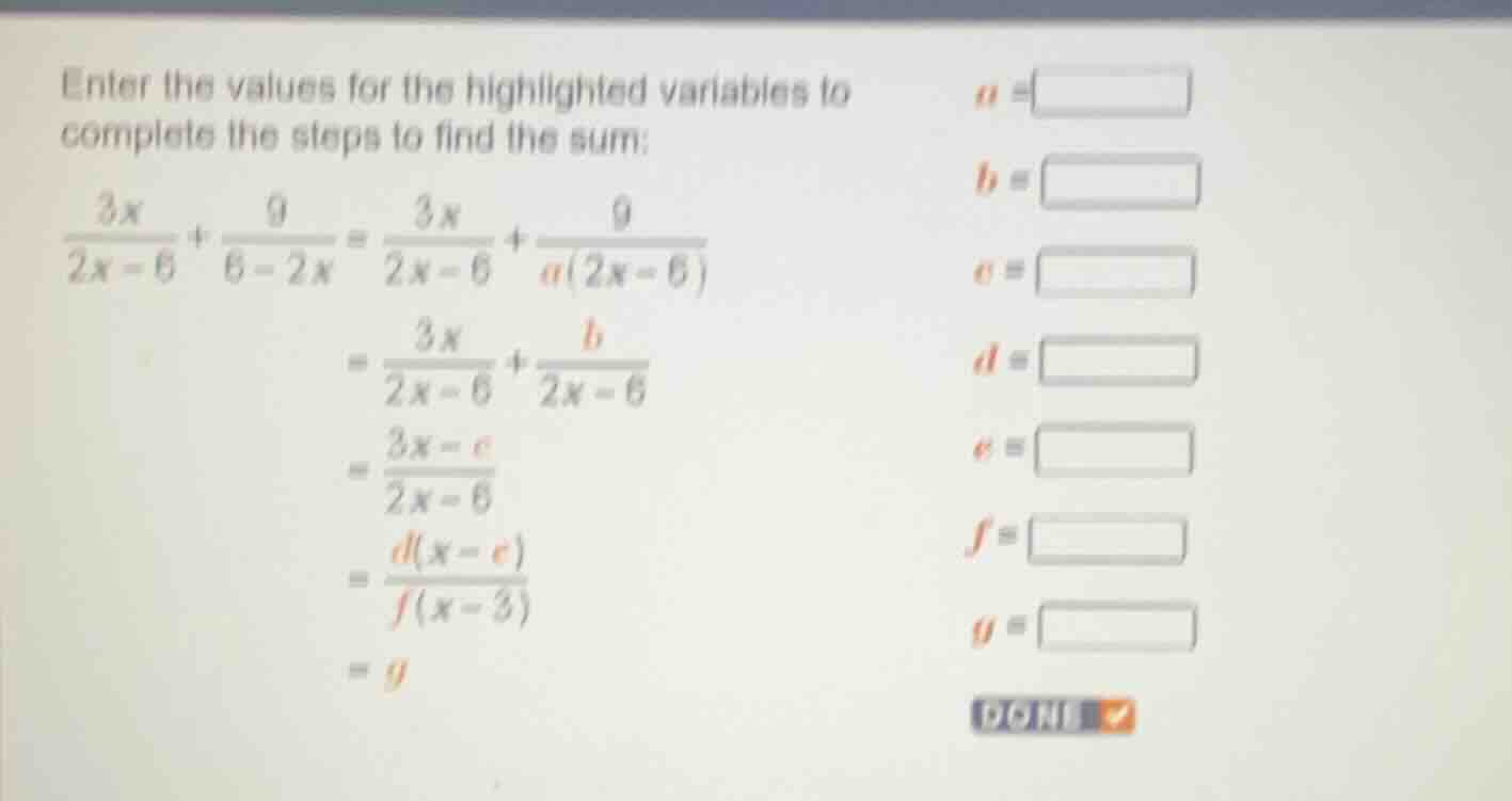 enter the values for the highlighted variables to complete the steps to…