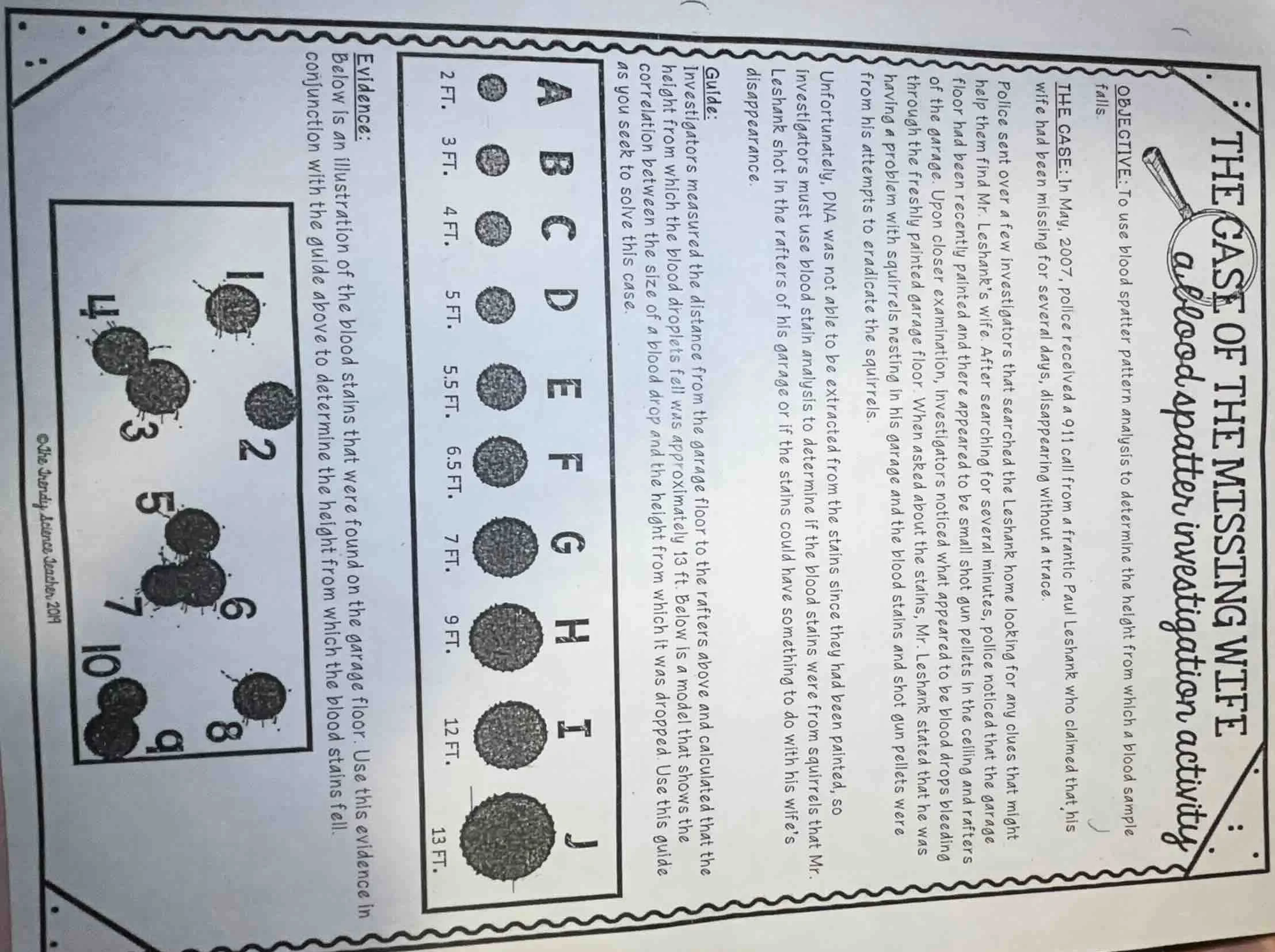 the case of the missing wife blood spatter investigation activity objec…