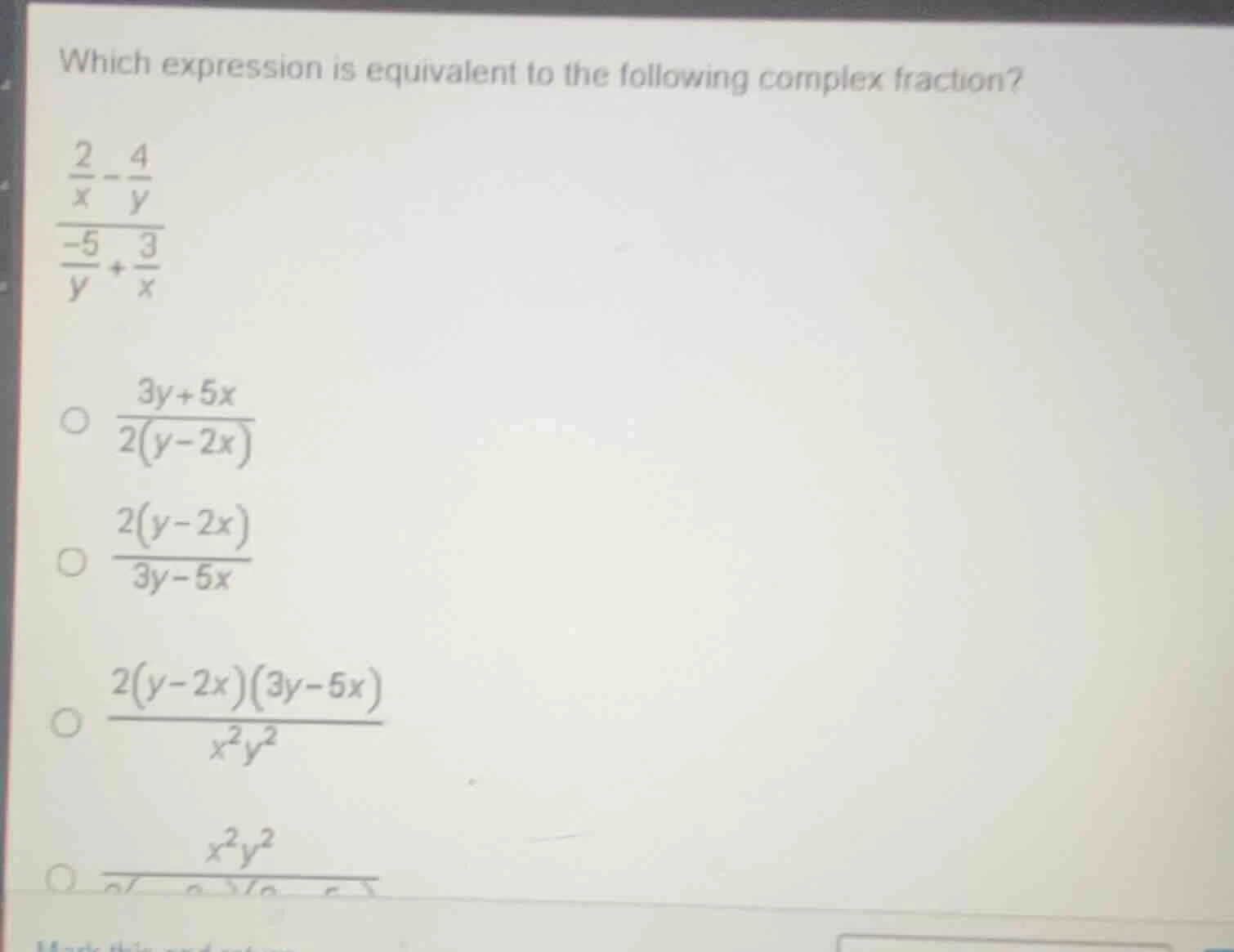 which expression is equivalent to the following complex fraction?\\(\fr…