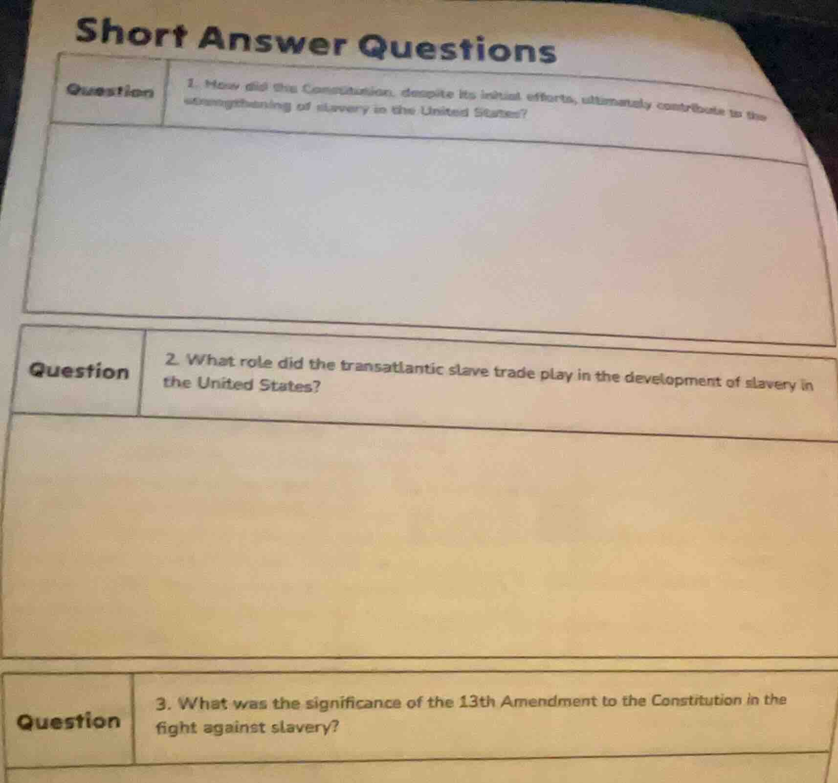 short answer questions question 1. how did the constitution, despite it…