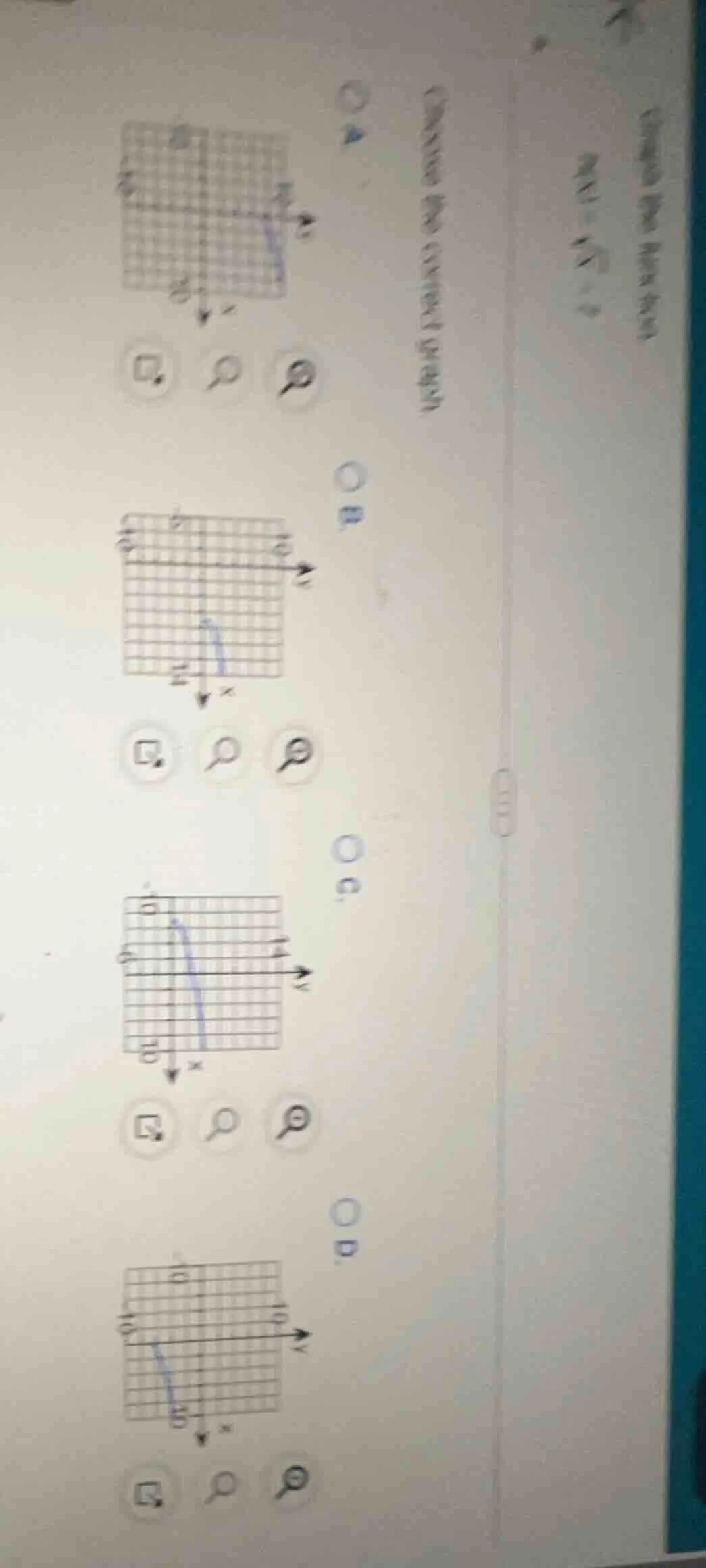 graph the function. $f(x) = sqrt{x} - 5$ choose the correct graph a. gr…