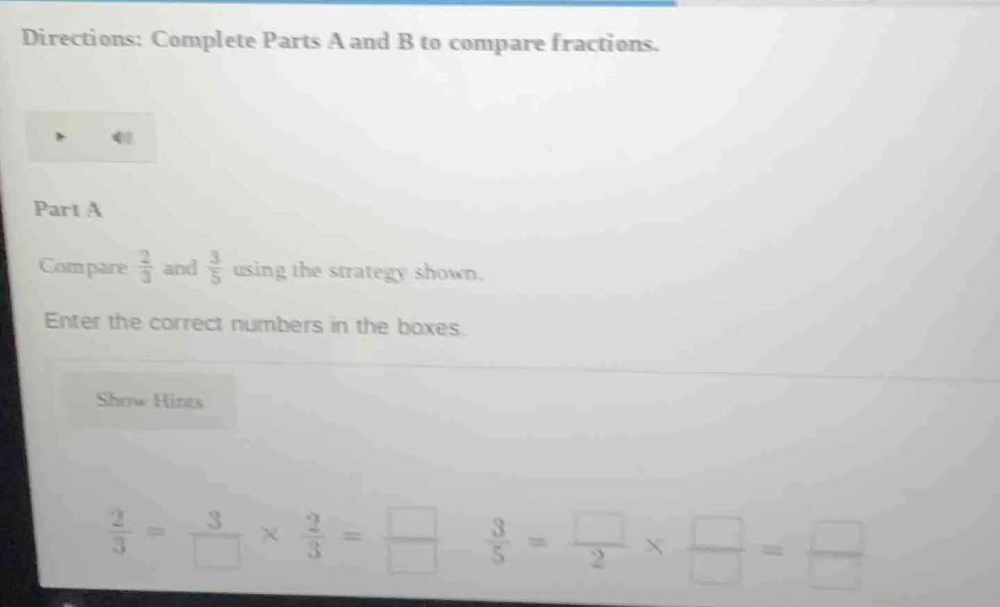 directions: complete parts a and b to compare fractions. part a compare…
