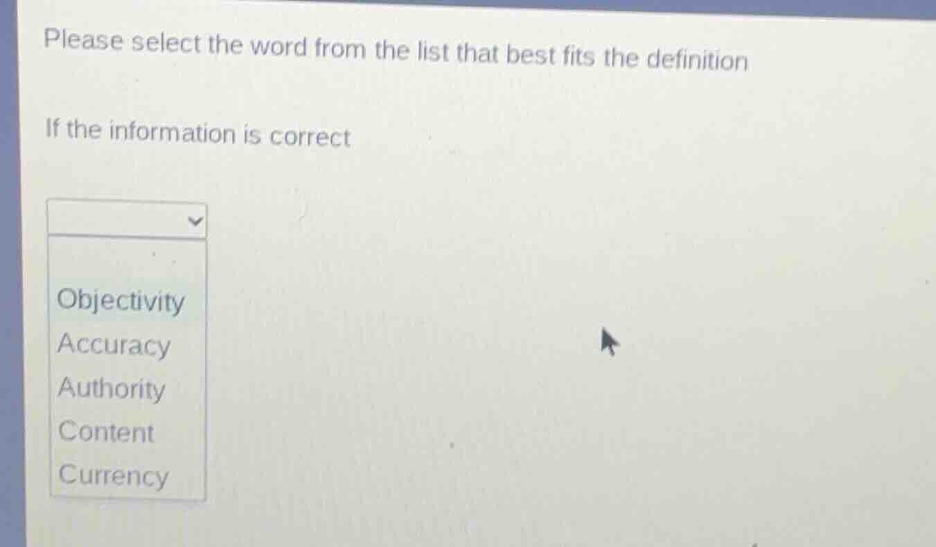 please select the word from the list that best fits the definition if t…