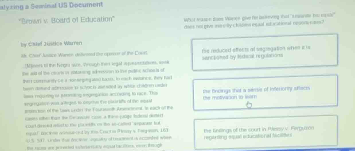 analyzing a seminal us document \brown v. board of education\ by chief …