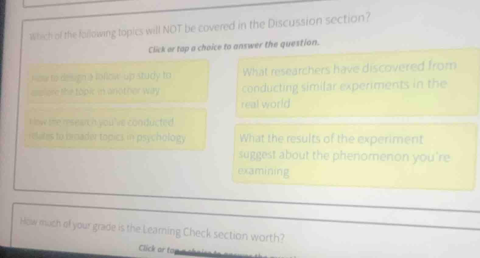 which of the following topics will not be covered in the discussion sec…