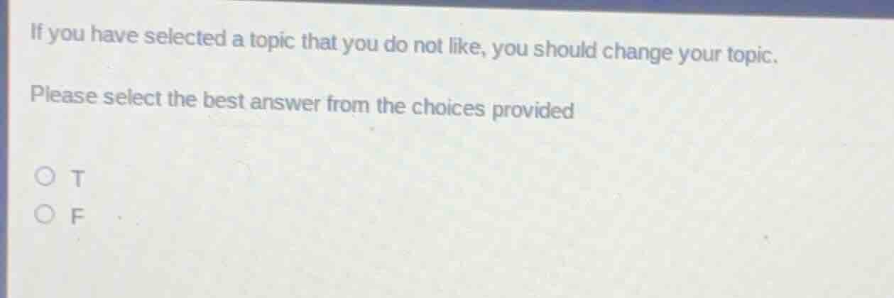if you have selected a topic that you do not like, you should change yo…