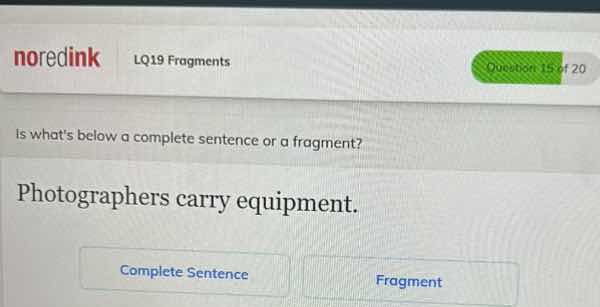 is whats below a complete sentence or a fragment? photographers carry e…