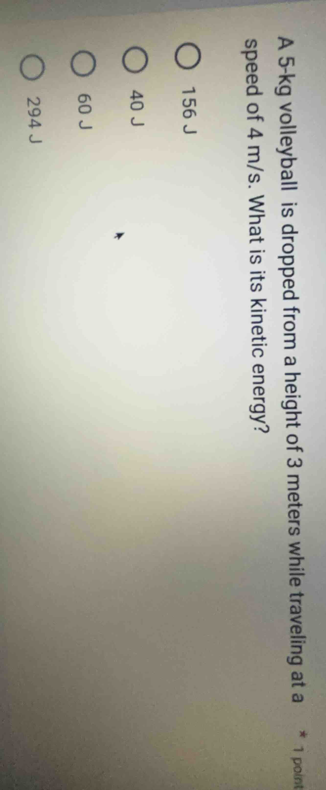 a 5-kg volleyball is dropped from a height of 3 meters while traveling …