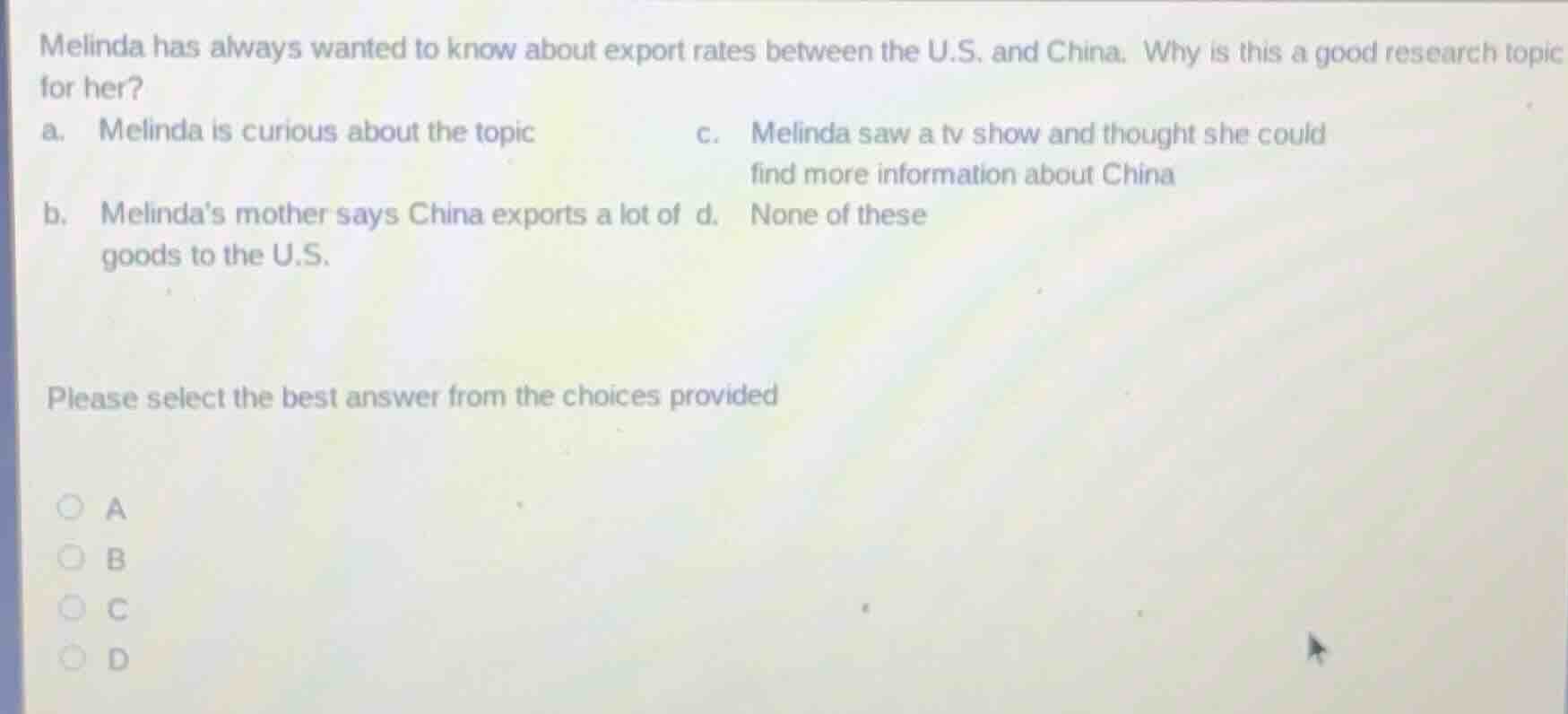melinda has always wanted to know about export rates between the u.s. a…