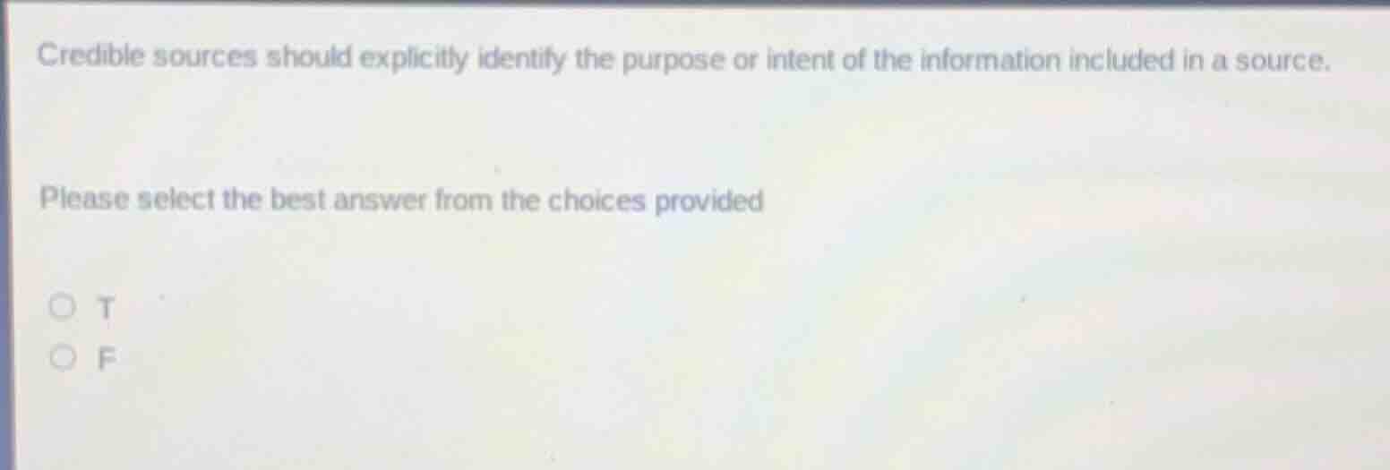 credible sources should explicitly identify the purpose or intent of th…