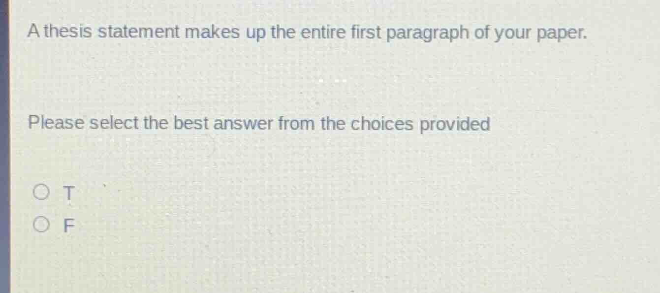 a thesis statement makes up the entire first paragraph of your paper. p…