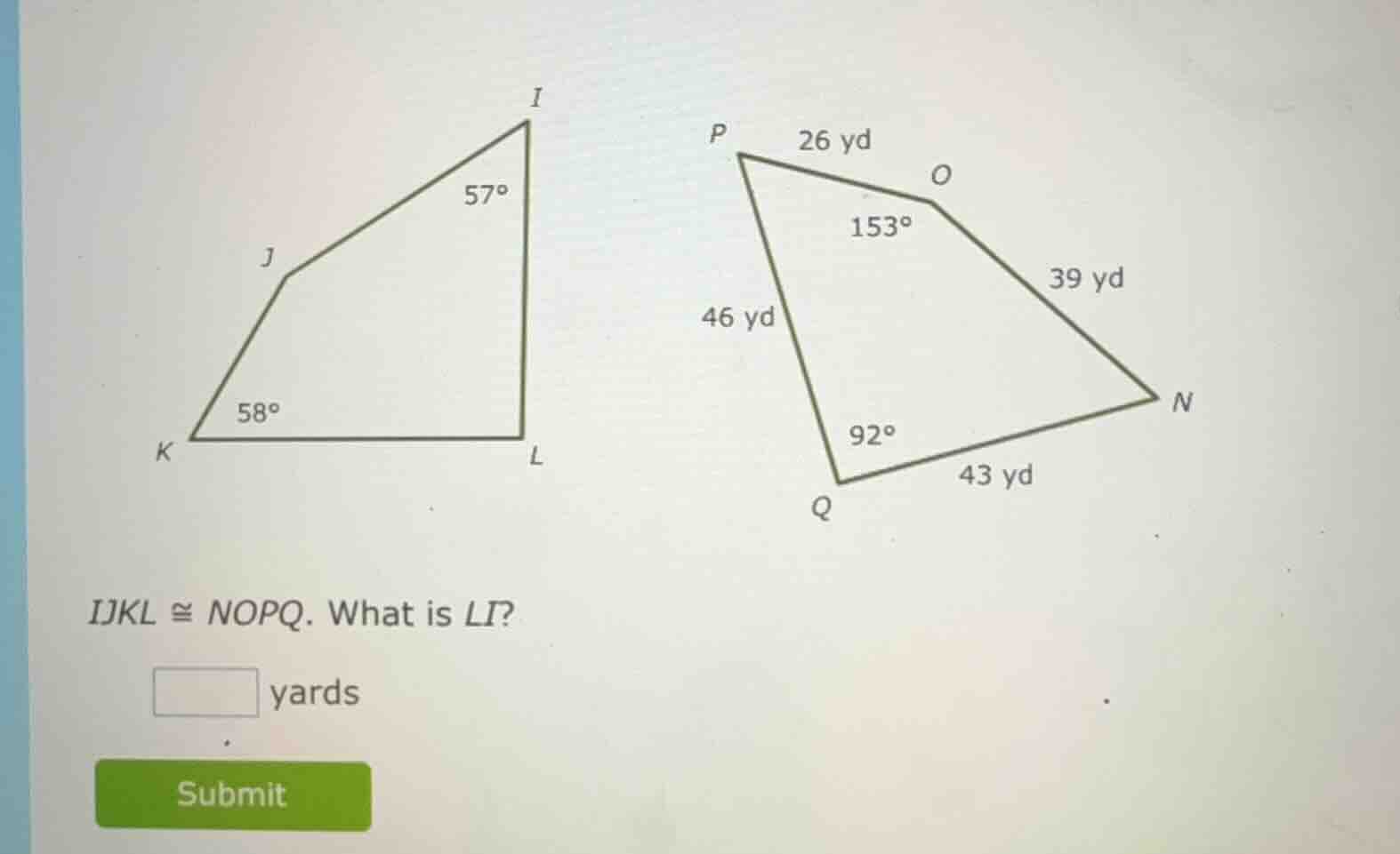 ijkl ≅ nopq. what is li? yards submit