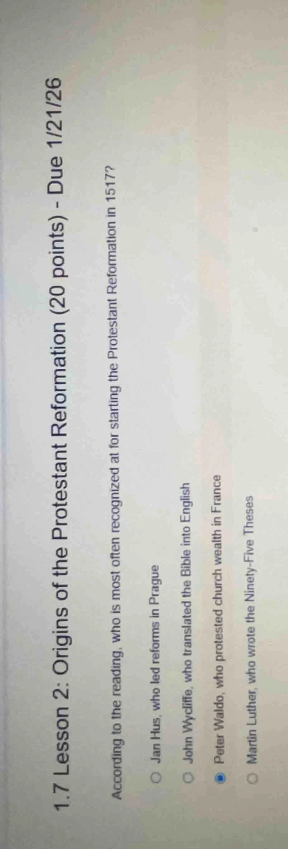 1.7 lesson 2: origins of the protestant reformation (20 points) - due 1…
