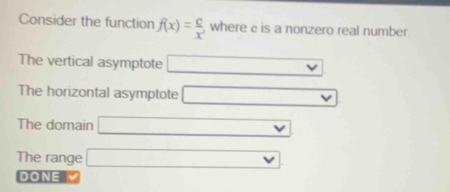 consider the function $f(x) = \\frac{c}{x}$, where $c$ is a nonzero rea…