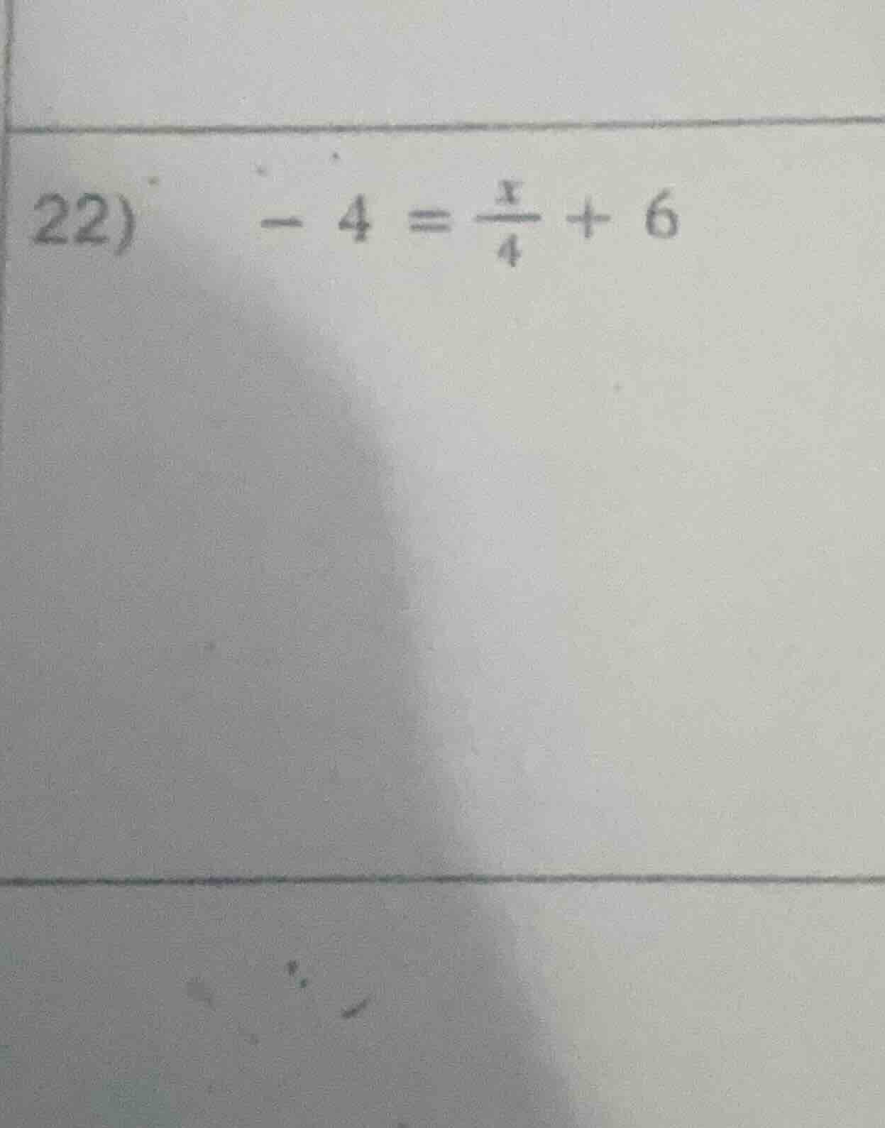22) - 4 = \\frac{x}{4} + 6