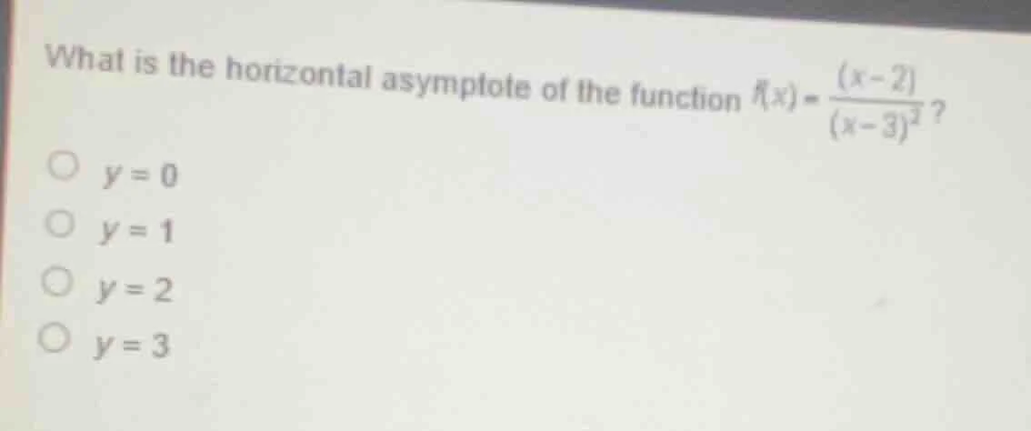 what is the horizontal asymptote of the function $f(x)=\frac{(x - 2)}{(…