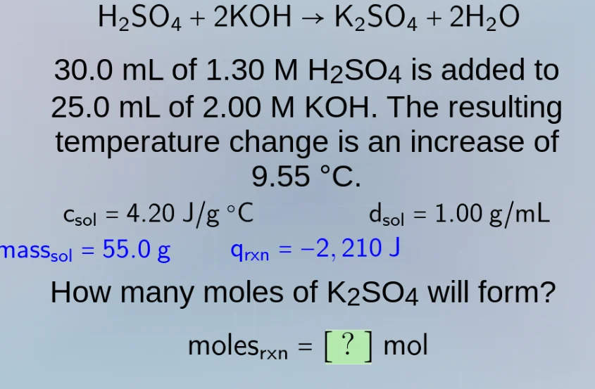 h₂so₄ + 2koh → k₂so₄ + 2h₂o 30.0 ml of 1.30 m h₂so₄ is added to 25.0 ml…