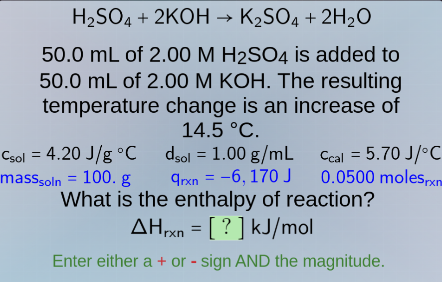 h₂so₄ + 2koh → k₂so₄ + 2h₂o 50.0 ml of 2.00 m h₂so₄ is added to 50.0 ml…