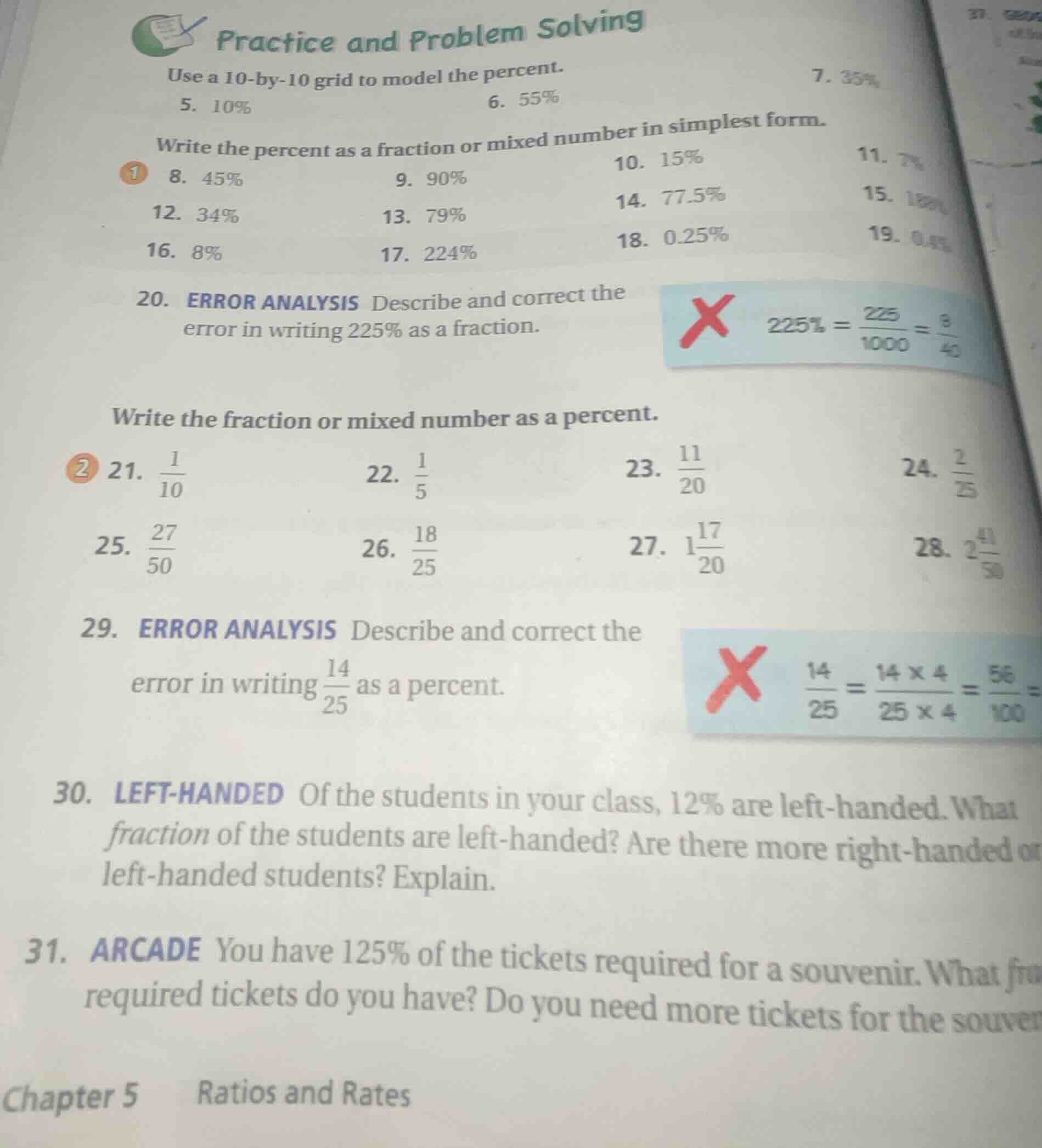 practice and problem solving use a 10-by-10 grid to model the percent. …