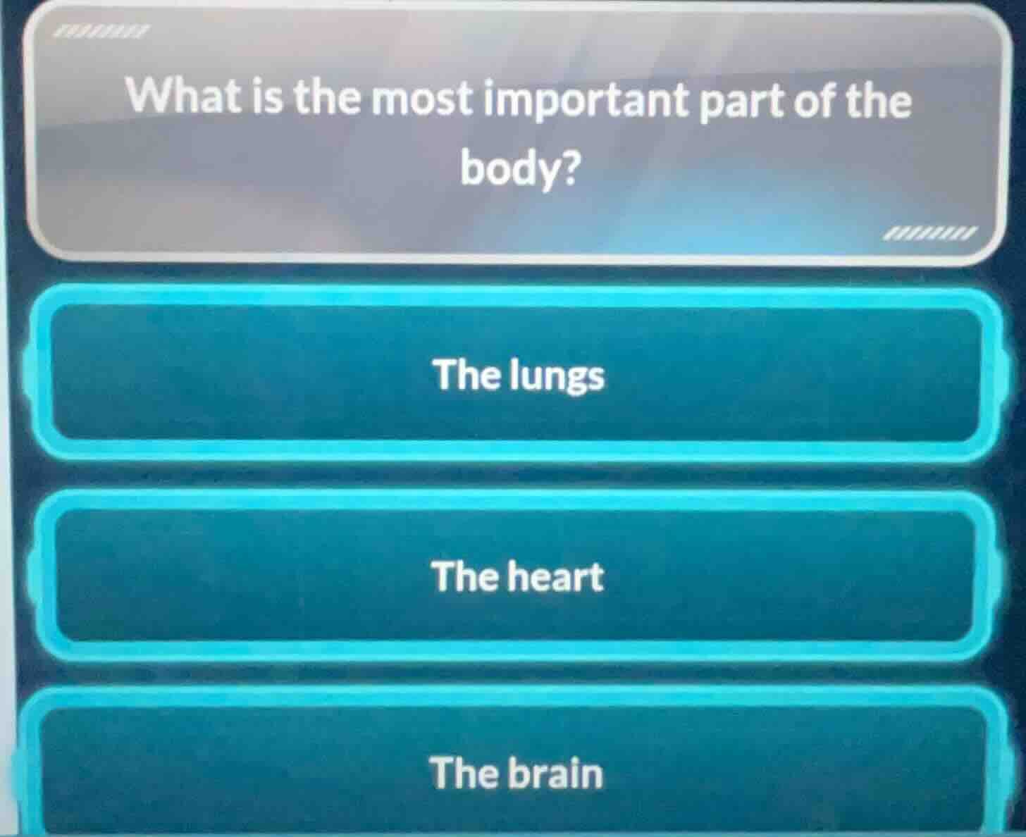 what is the most important part of the body? the lungs the heart the br…