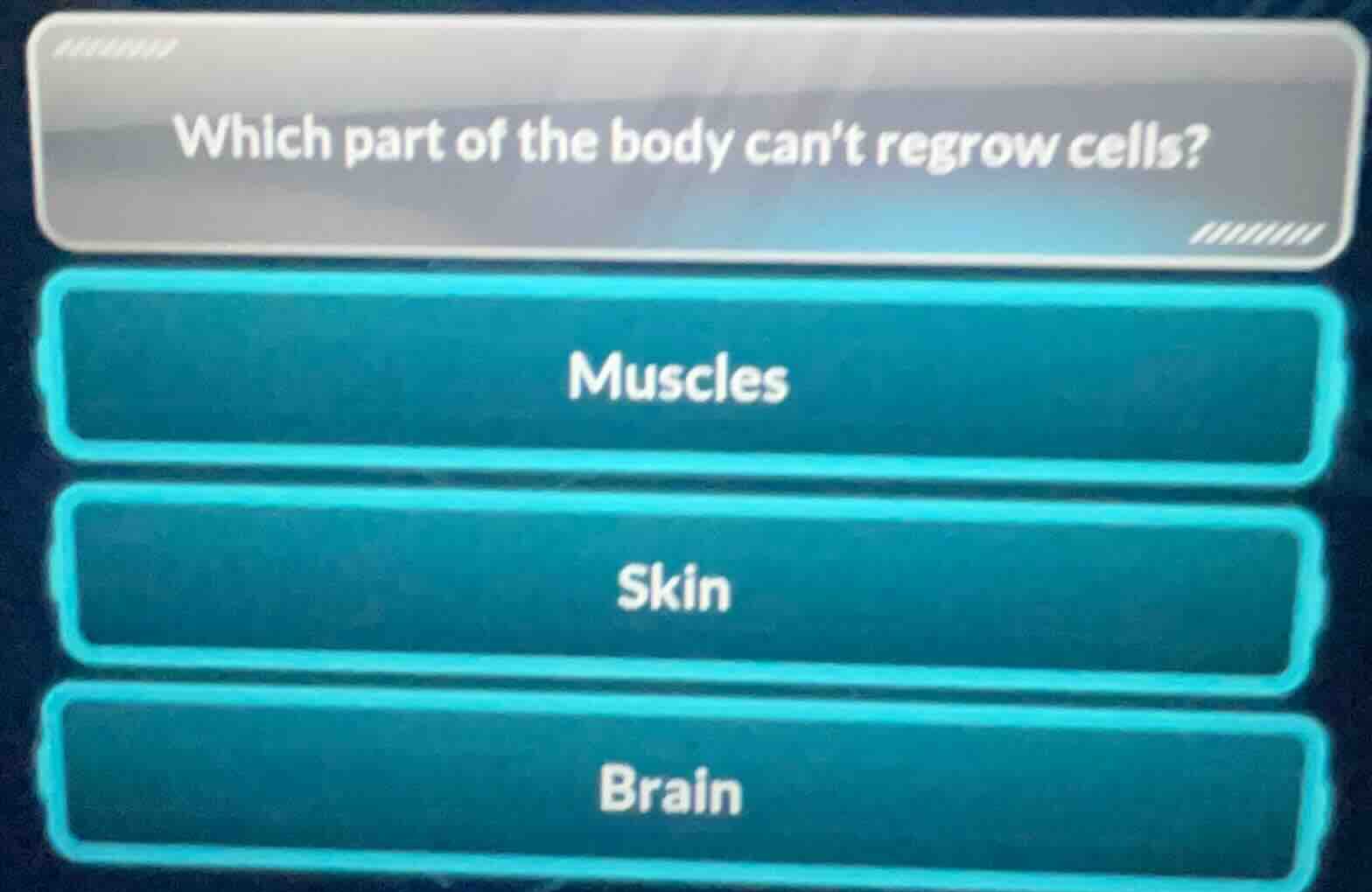 which part of the body cant regrow cells? muscles skin brain