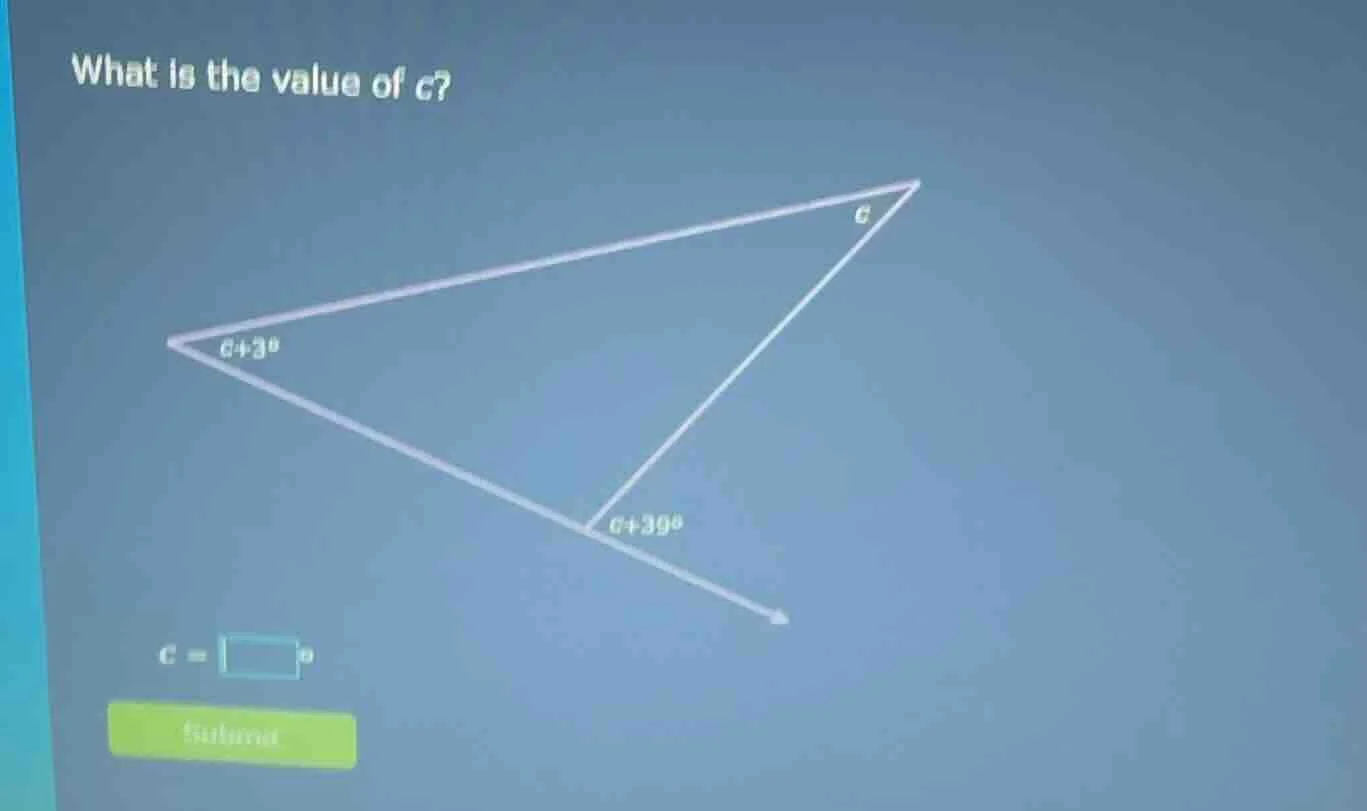 what is the value of c? c = \\boxed{\\circ} submit