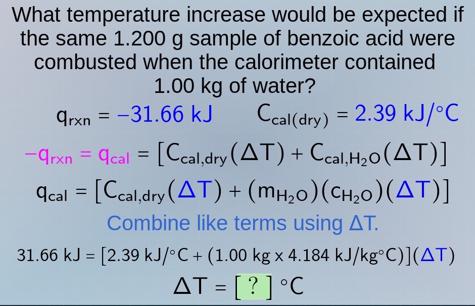 what temperature increase would be expected if the same 1.200 g sample …