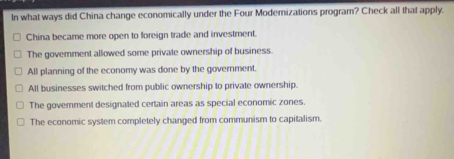 in what ways did china change economically under the four modernization…
