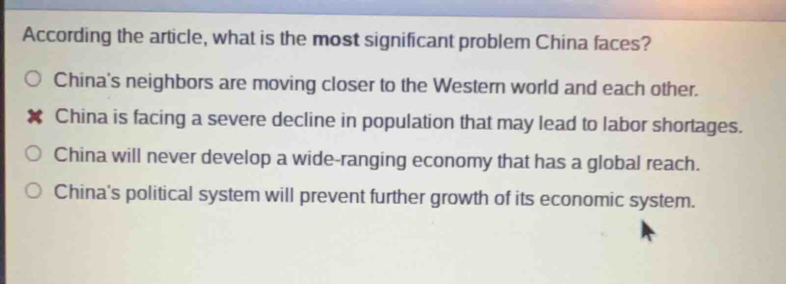 according the article, what is the most significant problem china faces…