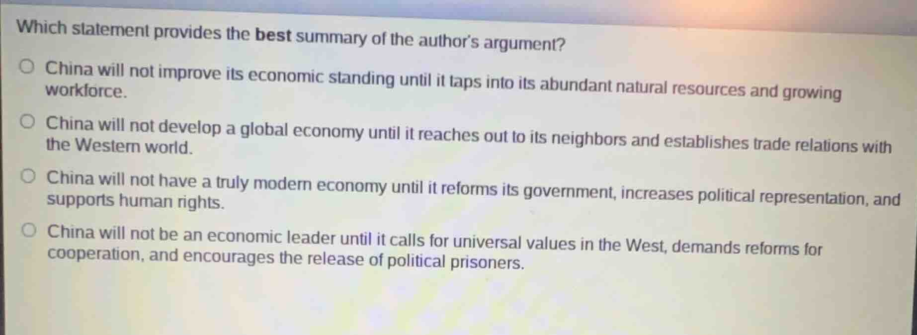 which statement provides the best summary of the author’s argument? chi…