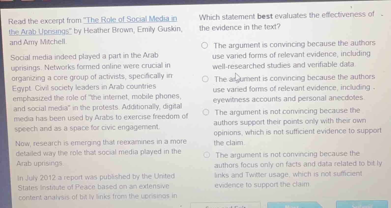 read the excerpt from \the role of social media in the arab uprisings\ …