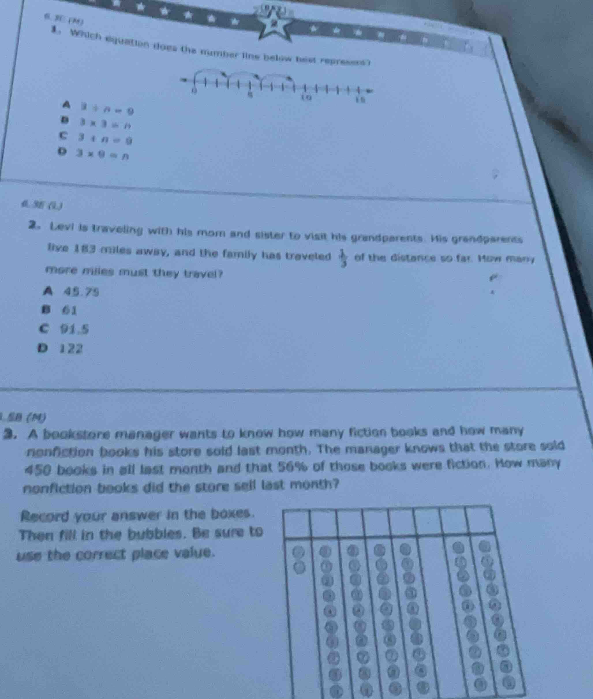 1. which equation does the number line below best represent? number lin…