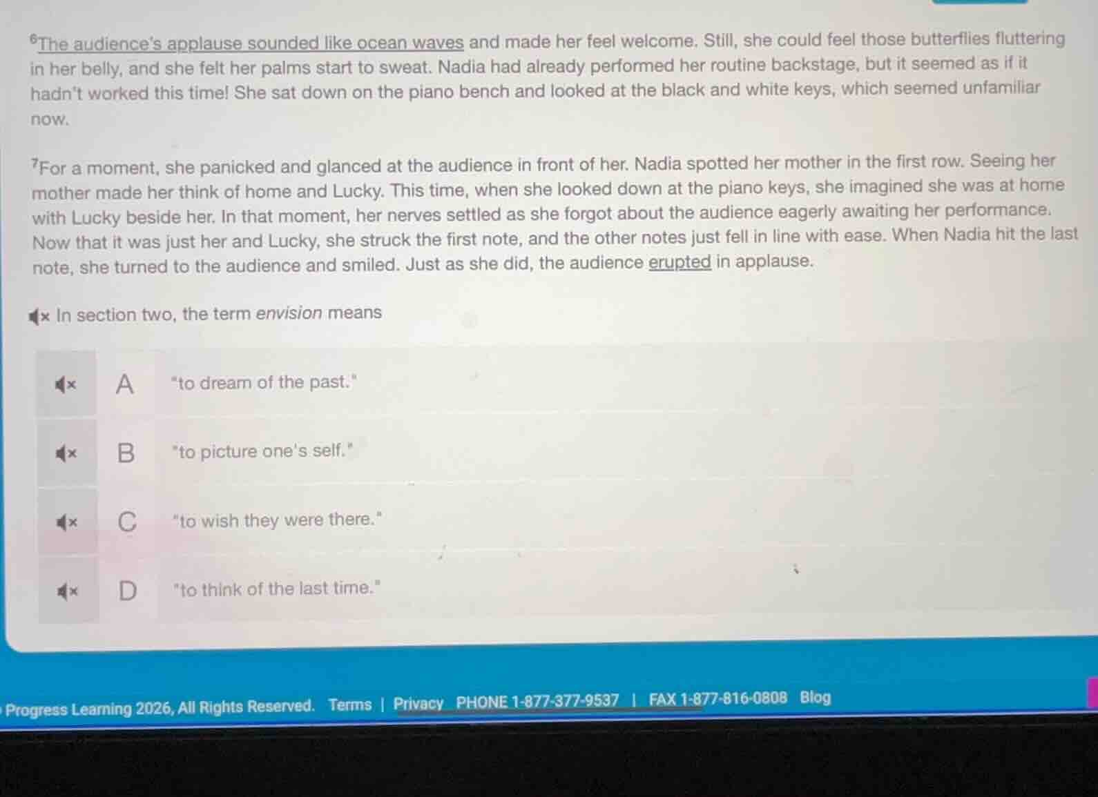 6the audience’s applause sounded like ocean waves and made her feel wel…