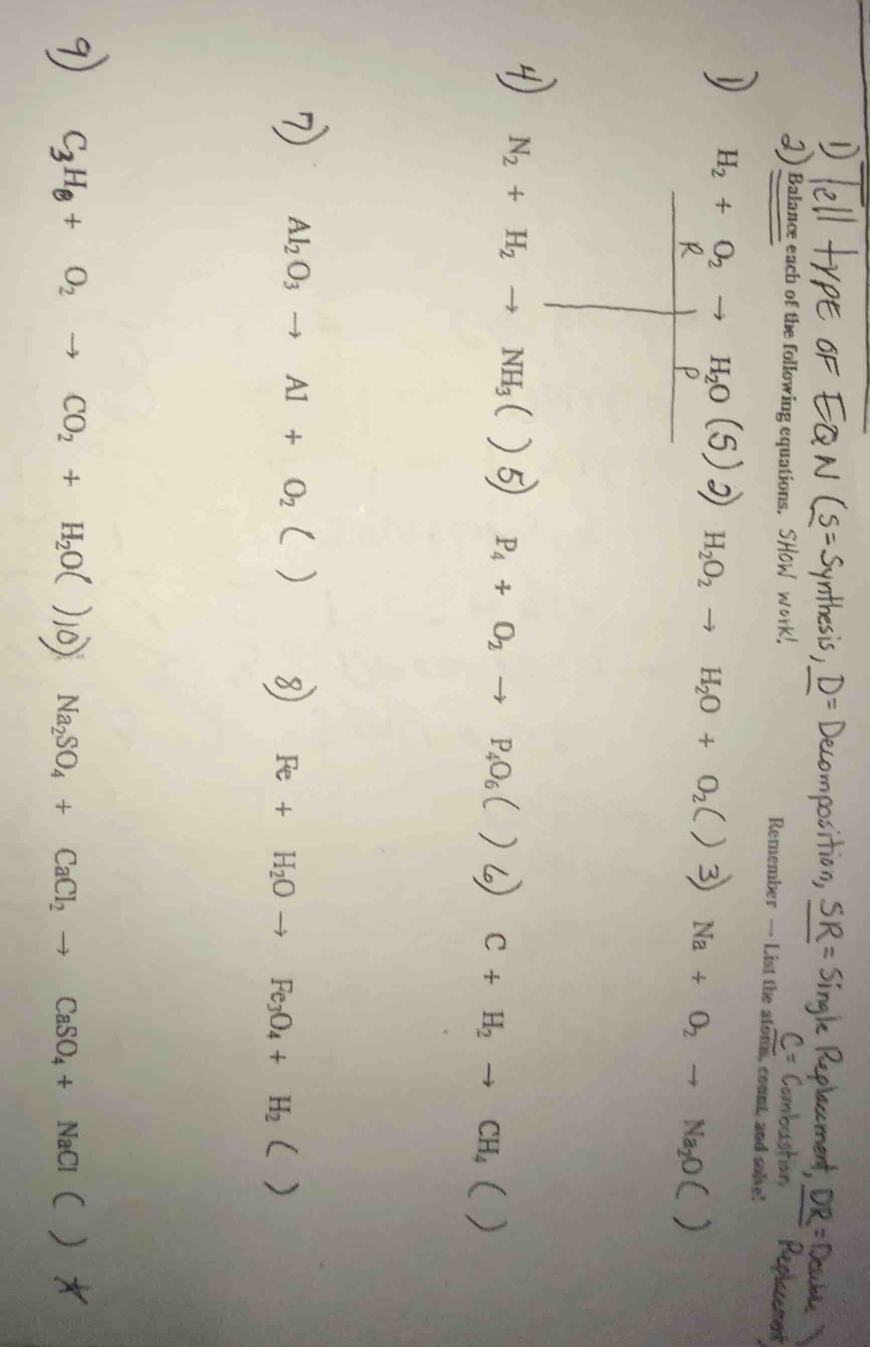 1) tell type of eqn (s=synthesis, d=decomposition, sr=single replacemen…